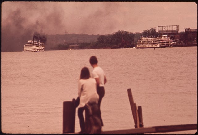Paddlewheel Steamboats Seen From Banks Of Ohio River, May 1972