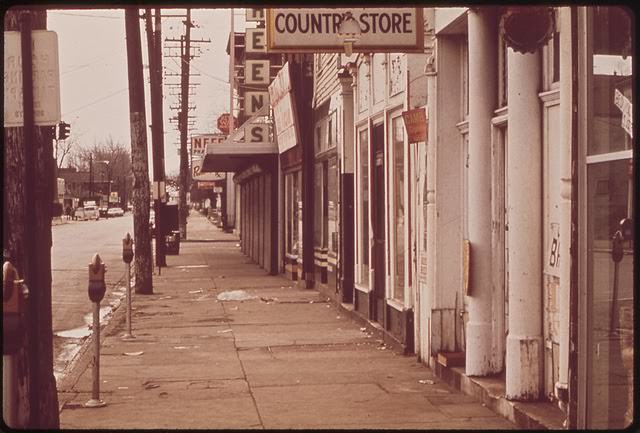 The Streets Of The Louisville Waterfront Area, Portland, Are Deserted Following Evacuation, March 1972