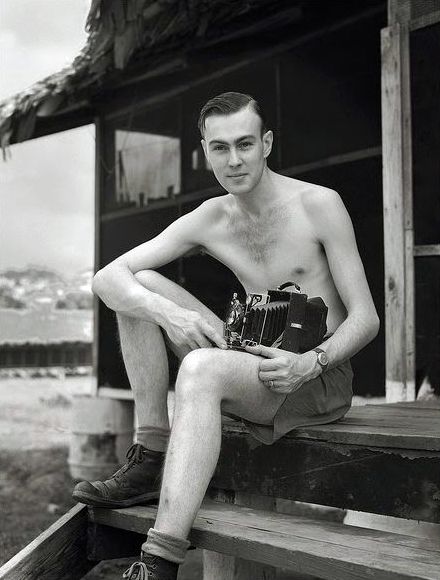 United States Army Air Corps photographer with a plate camera.