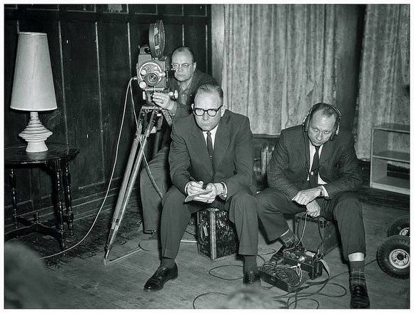 A Chicago news crew awaits a press conference in the aftermath of the assassination of President John F. Kennedy in November, 1963.