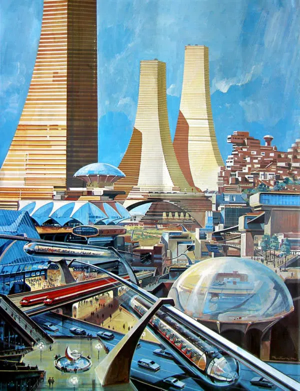 A futuristic city concept from the 1970s.