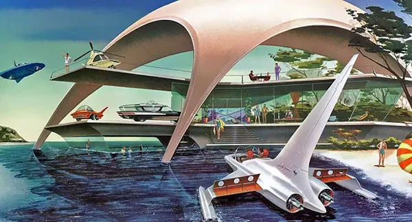 A vision of what beach vacations might be like in the future.