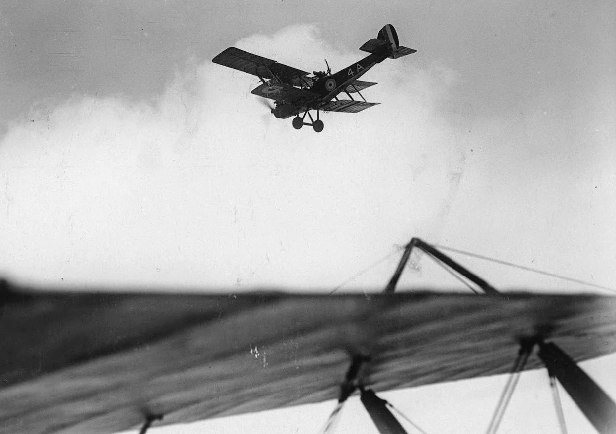 British reconnaissance plane flying over enemy lines in France.