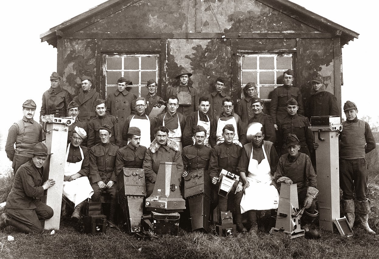 14th Photo Section, 1st Army, "The Balloonatic Section," with Capt. A. W. Stevens and personnel, 1918.