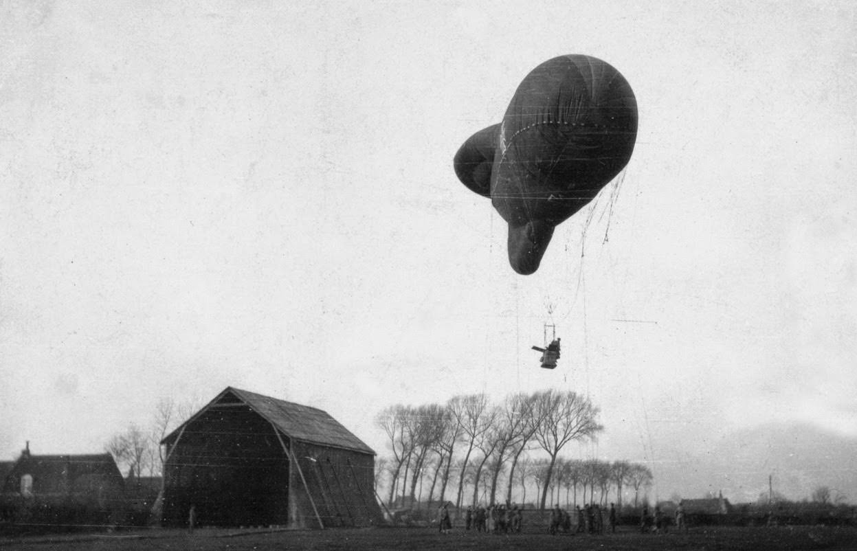 A German Type Ae 800 observation balloon ascending.
