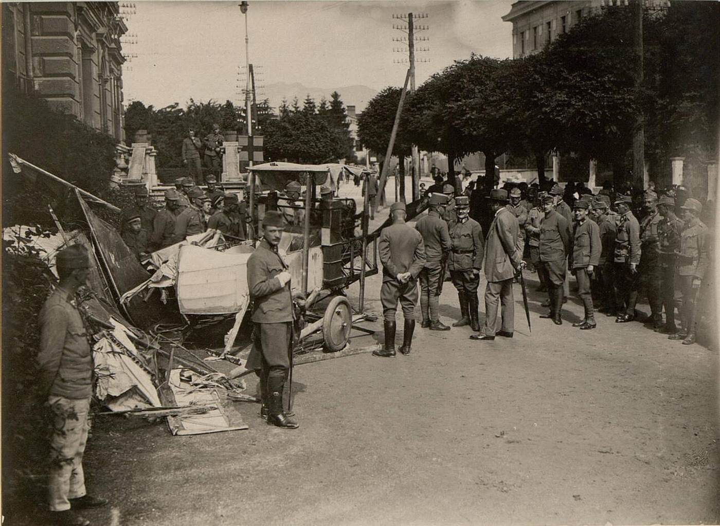 Inspection of the Italian aircraft shot down on July 4, 1916.