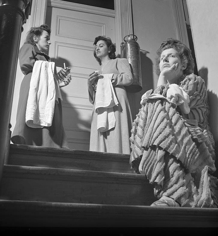 The schedule for use of the boardinghouse bathroom is worked out so that each person has eight minutes in the morning. It is social suicide to ignore the schedule and cause a tie-up like this