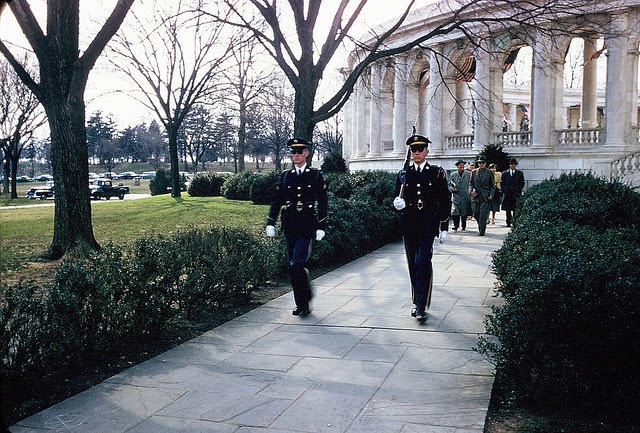 Guards approaching for Changing of the Guard at Tomb of the Unknown Soldier.
