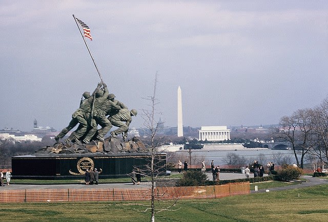 Iwo Jima, Lincoln Memorial, Washington Monument.