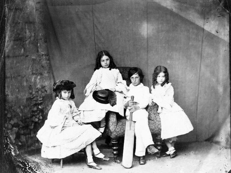 Alice Liddell, Ina Liddell, Harry Liddell and Edith Mary Liddell in Spring 1860.