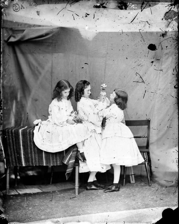 Edith Mary Liddell, Ina Liddell and Alice Liddell in July 1860.