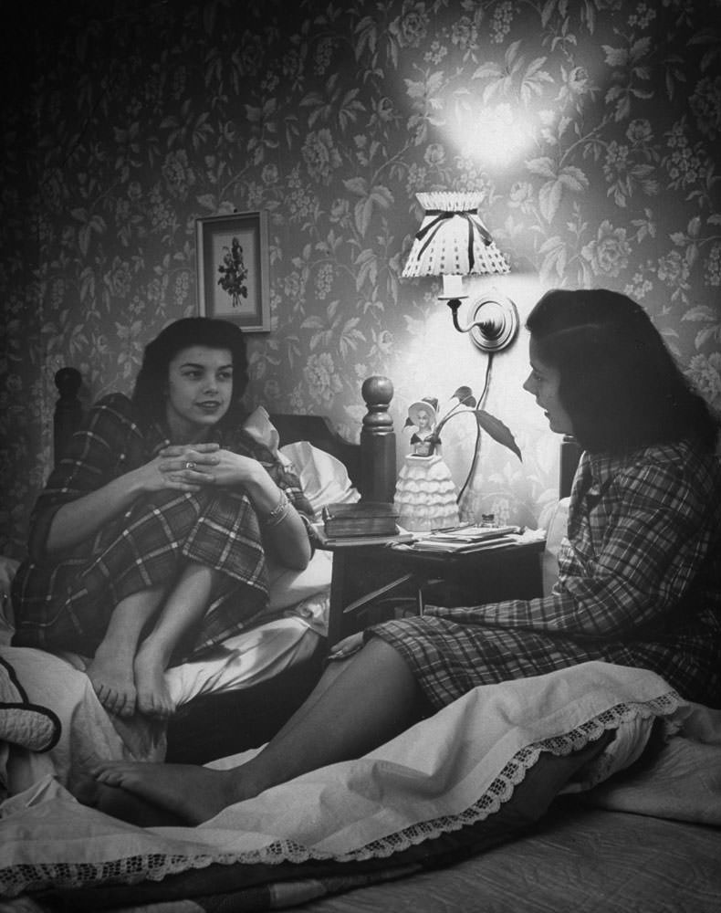 One girl usually stays overnight with the hostess after a hen party, 1940s