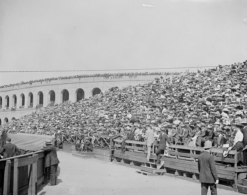 Baseball crowd at Soldiers Field, Harvard Stadium, Boston