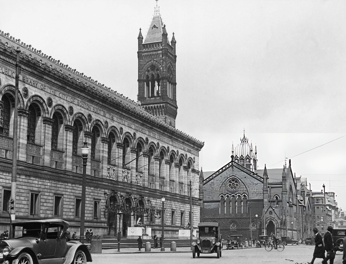 Front of the Boston Public Library, Boston, 1920s