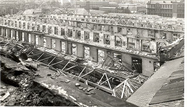 Bomb damage to the roof of Mount Pleasant