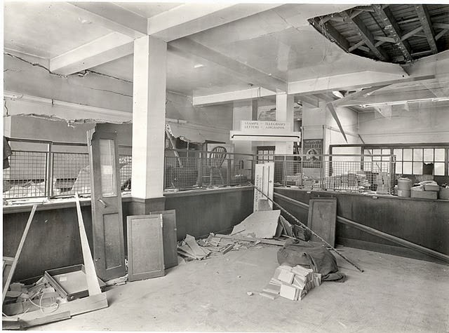 Bomb damage to Brixton Branch Office, interior