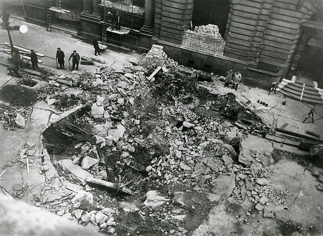 Bomb crater outside King Edward Building