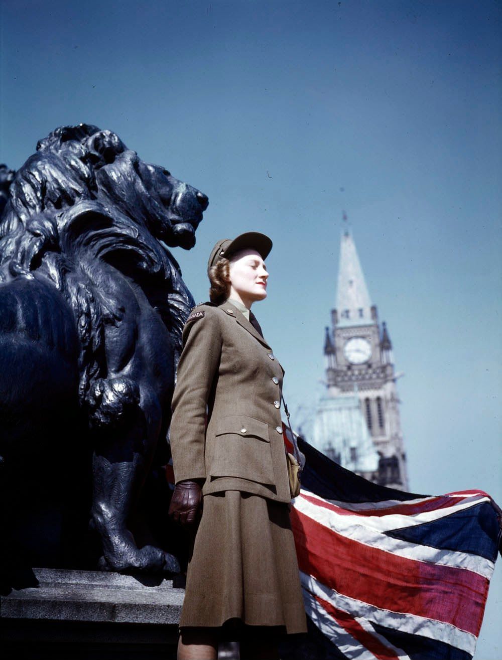 CWAC beside Lion Statue