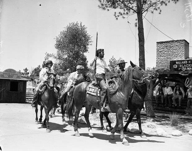 Fess Parker on horseback in Frontierland