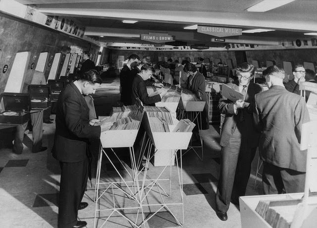 Shoppers in the specialist music department, mid 1950s