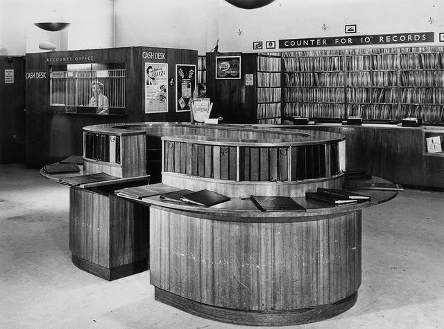 Ground floor catalogue refernce area, sales counter and accounts office, late 1950s
