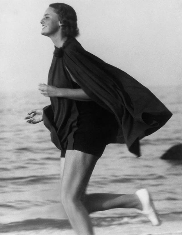 Lucile Brokaw on a Long Island beach, 1933
