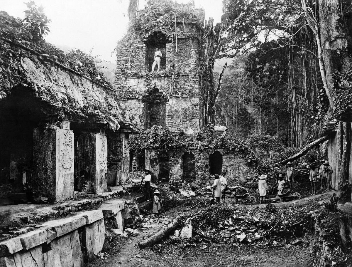 The palace at the Mayan ruins of Palenque, Mexico, 1883