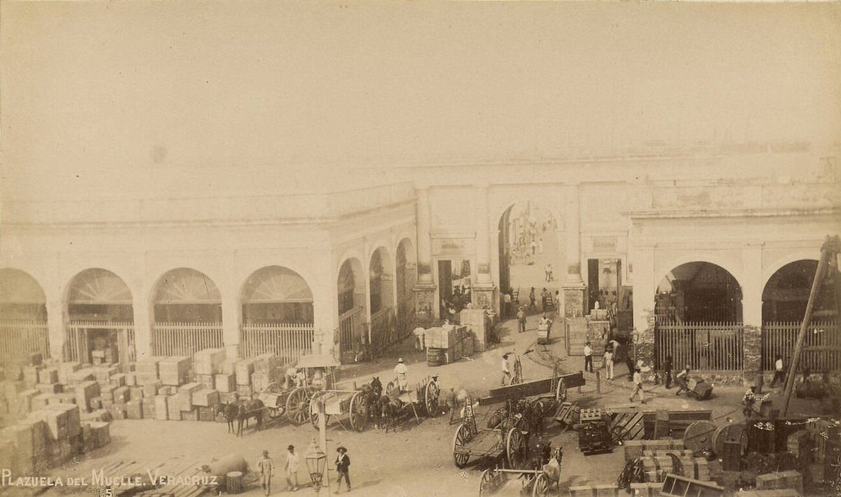 Plazuela del Muelle, Veracruz, Mexico, 1880s