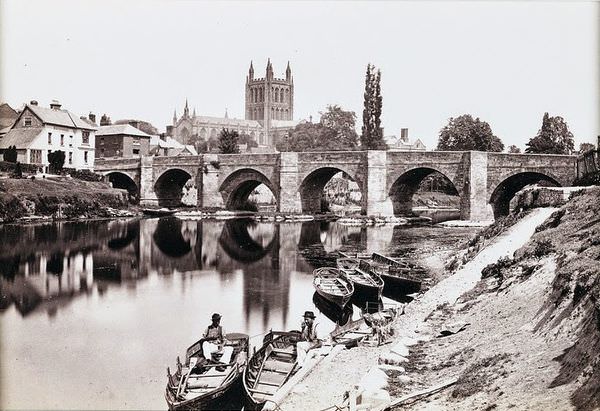 Hereford, The Old Wye Bridge and Cathedral No.1