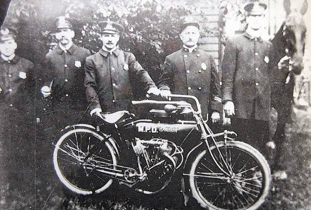 Millburn Police Department's first motorcycle, an Indian, New Jersey, 1911
