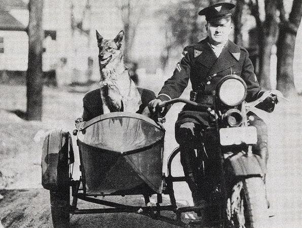 New Jersey State Police officer Harold Kiernan with a police dog in 1928
