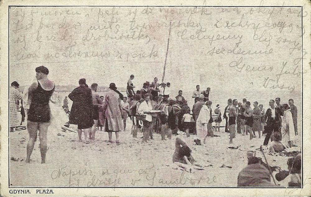 Vacationing on the beach in Gdynia-Orłowo, 1930s.