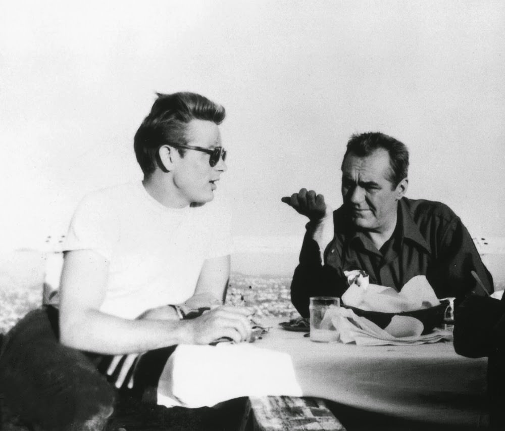 Breakfast with a view over Los Angeles, with actors James Dean and Jim Backus.