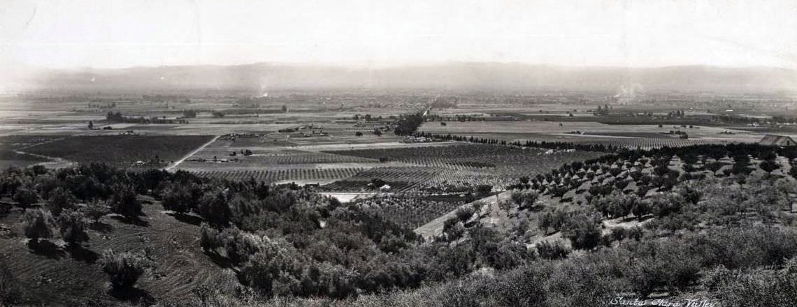 The Santa Clara Valley in 1914, from the top of Mount Hamilton