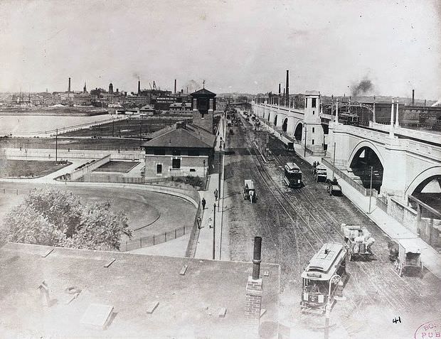 Charles River Dam and Boston Elevated viaduct, 1912