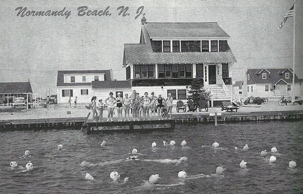 Water ballet performed at Normandy Beach, 1900s