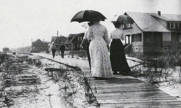 The first boardwalk in Seaside Park, early 1900s
