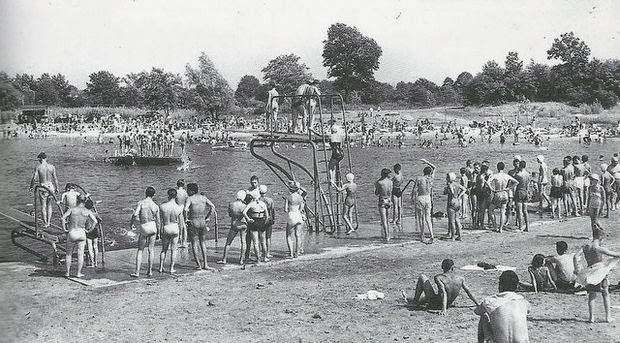 Memorial Park and Pool in Fair Lawn along the Passaic River, 1950s