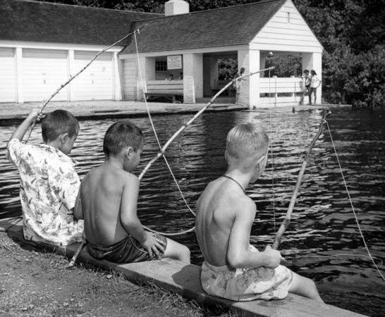 Fishing at Parvin State Park in Cumberland County, 1959