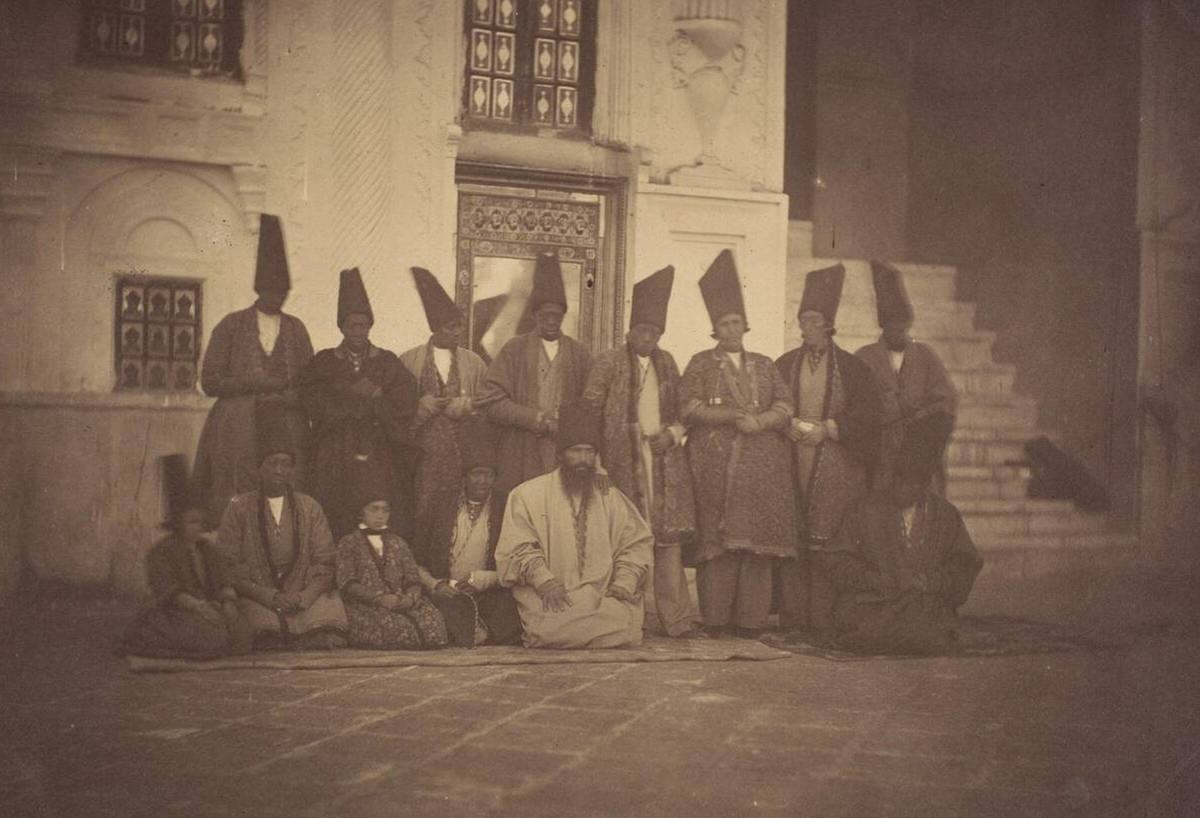 In the Mosque of the Damegan, featuring eunuchs, 1860s.