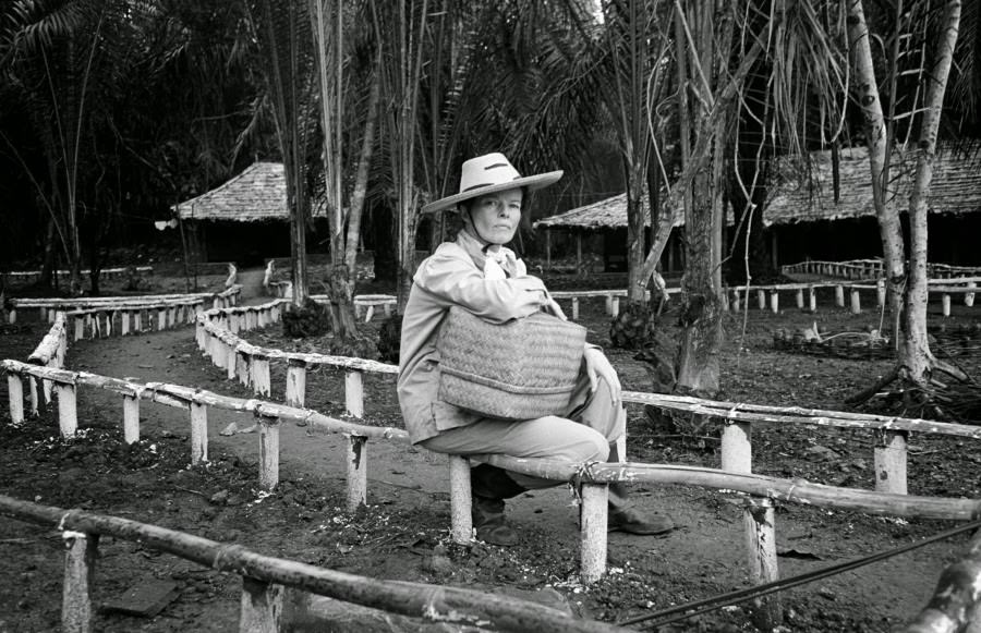 Katharine Hepburn on location in Africa for the filming of The African Queen, 1951.