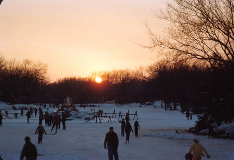 Ice skating on Swan Lake, Tulsa, Oklahoma, February 1949