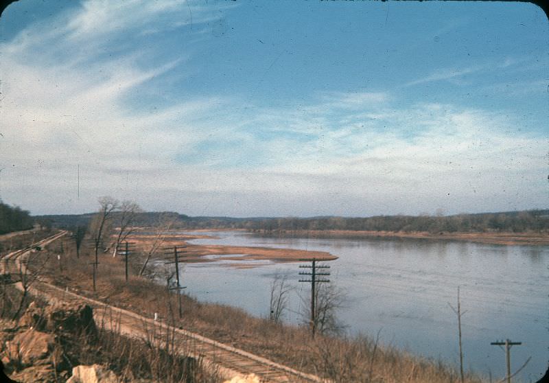 Arkansas River, Oklahoma Highway 51 and Frisco Tracks, West of Tulsa, Oklahoma, 1941