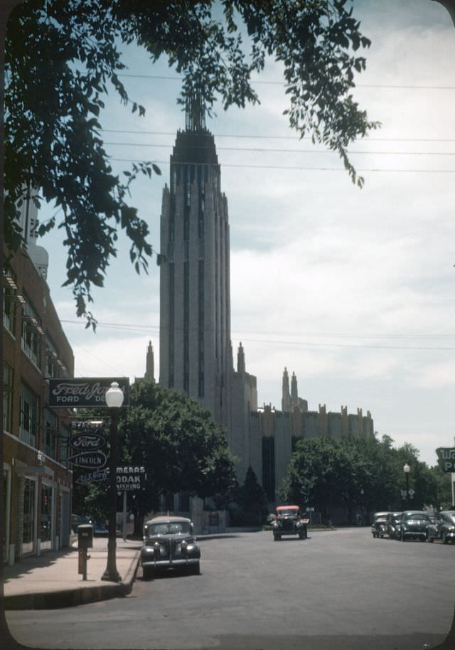 Boston Avenue United Methodist Church, as seen from 12th St., Tulsa, Oklahoma, 1946