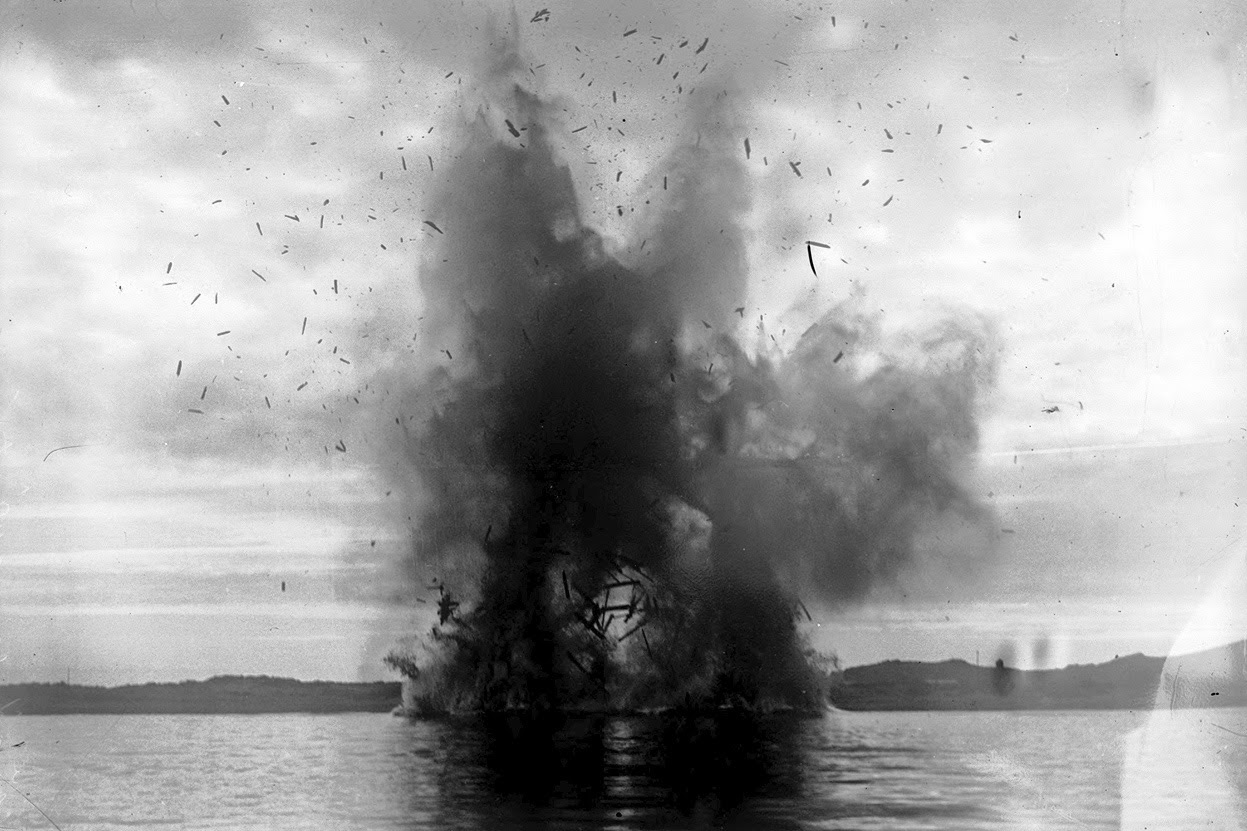 In the Dardanelles, the Allied fleet blows up a disabled ship that interfered with navigation, 1916.