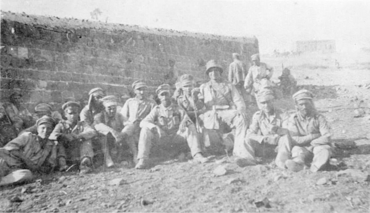A group of German prisoners captured during the fight at Semakh on the Sea of Galilee, 1918.