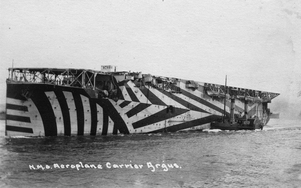 The British Aircraft Carrier HMS Argus, commissioned at the very end of WWI and did not see combat, 1918.