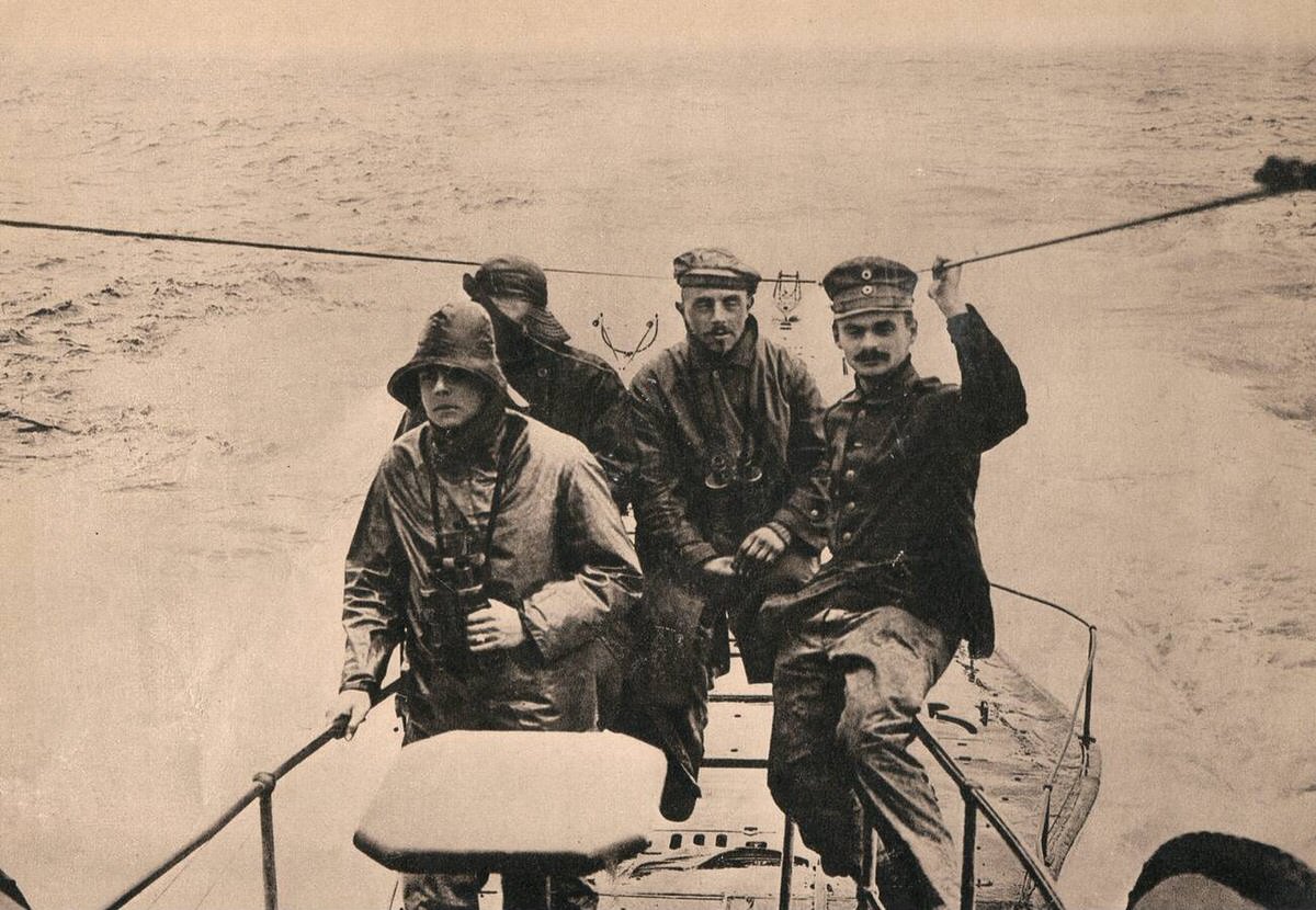 Lieutenant Commander Lothar von Arnauld de la Periere on the submarine SM U 35 in the Mediterranean Sea, 1916.