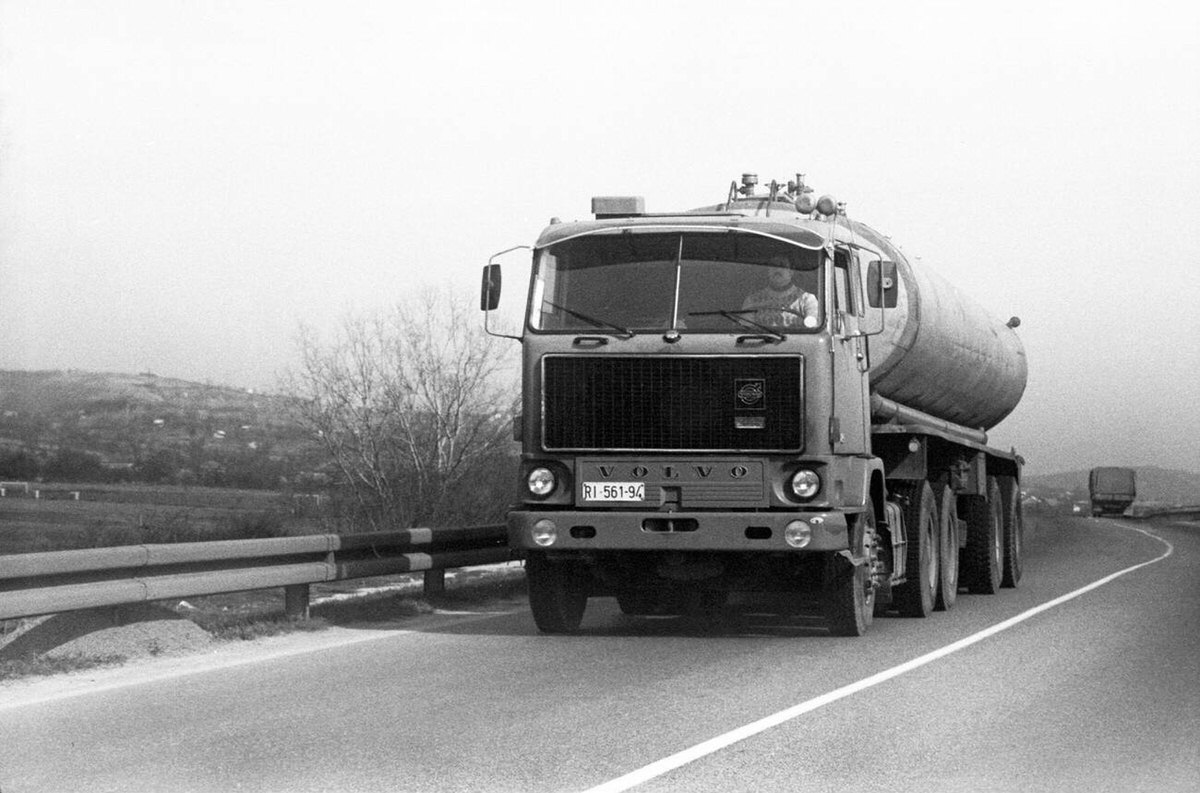 Tank truck on the road, Serbia, 1971.