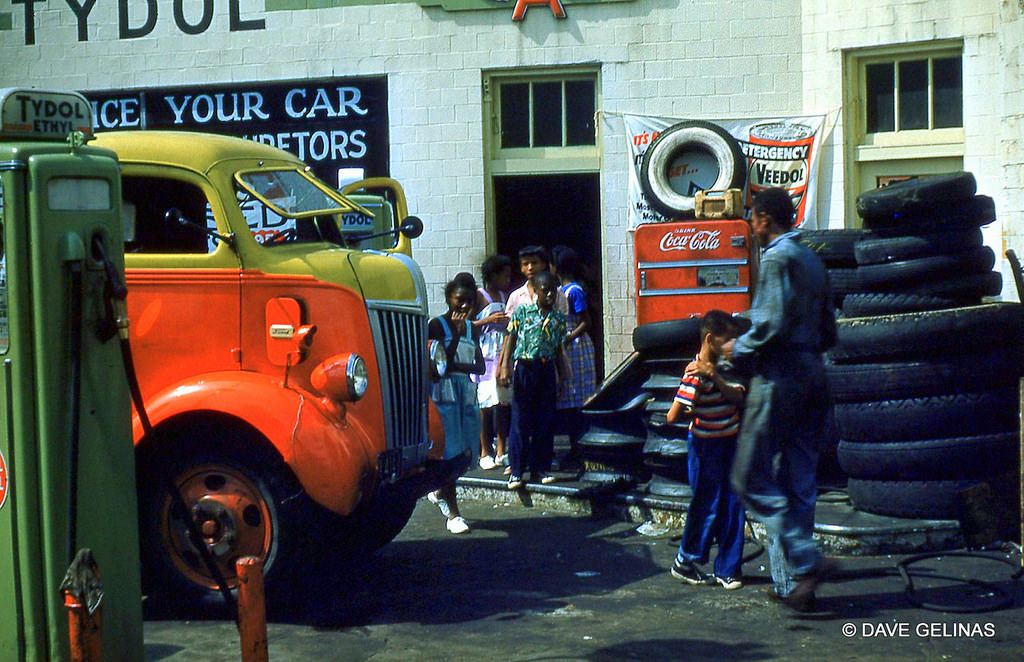 Tydol Gas Station with a Tydol Gas Pump, 1940 Ford COE, and Coca-Cola Vending Machine, 1940s